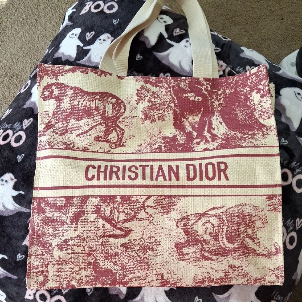 Dior Red and Cream Tote Bag